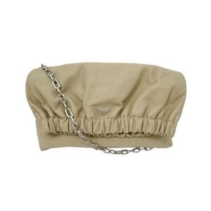 Elegant Beige Leather Clutch with Chain Strap